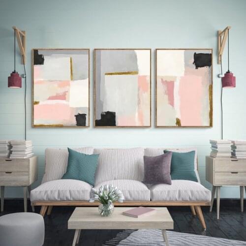 Pink and Grey Graffiti Abstract Canvas Painting Minimalist Wall Art Nordic Poster and Print Pictures for Living Room Home Decor