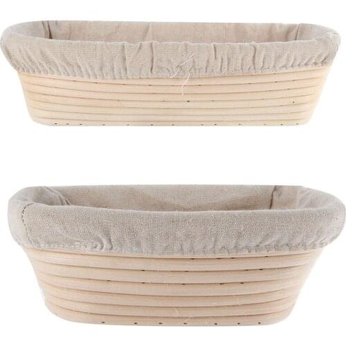 Banneton Brotform Long Bread Dough Proofing Proving Rattan Basket & Liner PY3