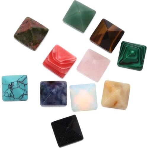 White Crystal Blue Point Jade Green Aventurine Mini Ornament Pyramid Pattern Healing Stone Natural Stone Healing