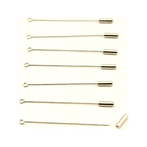 10pcs/lot Rhodium Color Copper Eye Pin Blank Brooch 53MM Hat Pins with Stopper for DIY Safety Brooch Jewelry Making
