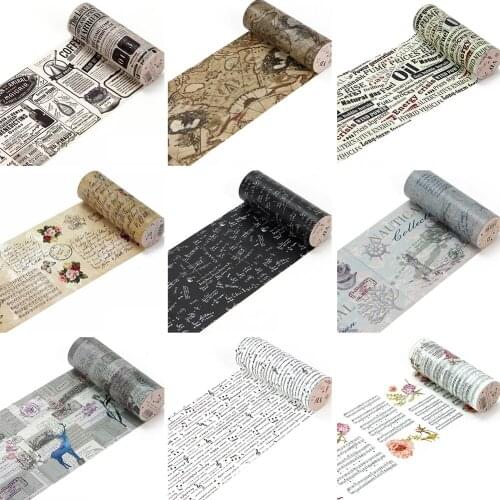 Retro Newspaper Style Washi Tape 10cm*5m Retro Letter Tape Junk Journal Supplies Stickers Scrapbooking Decorative Tape