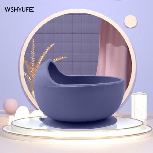 Baby tableware silicone suction cup bowl three-piece portable baby food supplement bowl spoon saliva pocket three in one