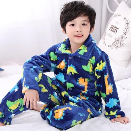 Baby Pajama Sets winter Kids Boy Cartoon Sleepwear Girl Warm Flannel Pijama Sets Children Pyjamas for Boy Nightwear 2Y-12Y