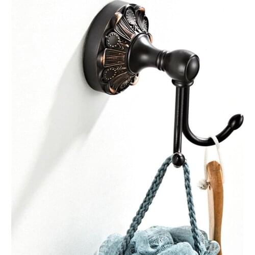 Double Robe Hook Black Vintage Retro Wall Hook for Kitchen Hotel Bathroom Hooks Antique Towel Coat Key Clothes Holder Creative