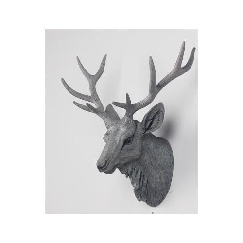 Deer head rhino sheep Nordic animal head wall trim hanging lip deer big horn amniotic fluid deer rhino head resin wall piece han