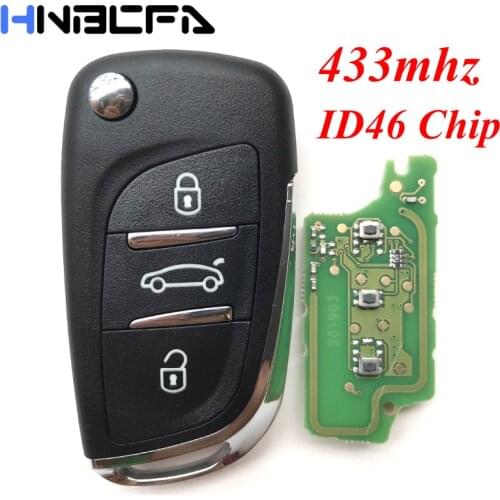 Modified 433MHz Flip Folding key For peugeot 407 307 807 207 308 3 Button Remote key ASK CE0536 ID46 Chip VA2/HU83 blade 433MHz