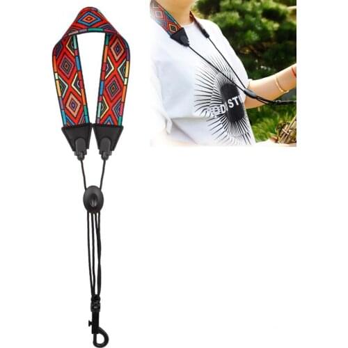Red Diamond Pattern Colored Polyester Saxophone Neck Strap Shoulder Strap for Alto / Soprano / Tenor Saxophone