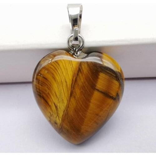 Natural Tigereye Stone GEM Heart Pendant Lucky Jewelry S3030