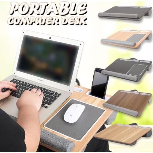 Portable Folding Laptop Desk Adjustable Study Table Notebook Laptop Tray with Cushion Wrist Rest with Tablet Stand
