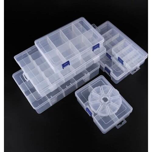 6-36 Grids Transparent Plastic Storage Jewelry Box Compartment Adjustable Container For Beads Earring Jewelry Rectangle Box Case