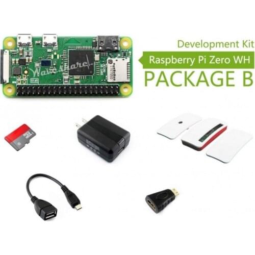 Raspberry Pi Zero WH Case Package B,With Mini HDMI to HDMI Adapter, Micro USB OTG Cable,Official Case,Micro SD Card etc