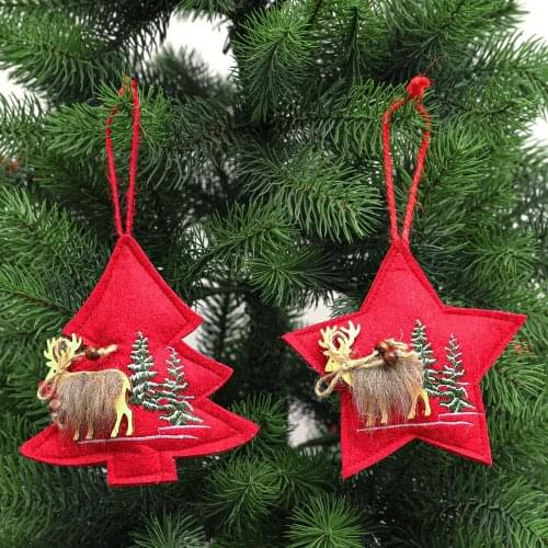 Christmas Decoration Five-pointed Star Tree Pendant Sewing Small Crane Christmas Tree Accessories Felt Cloth 2 Pack Cn(origin)