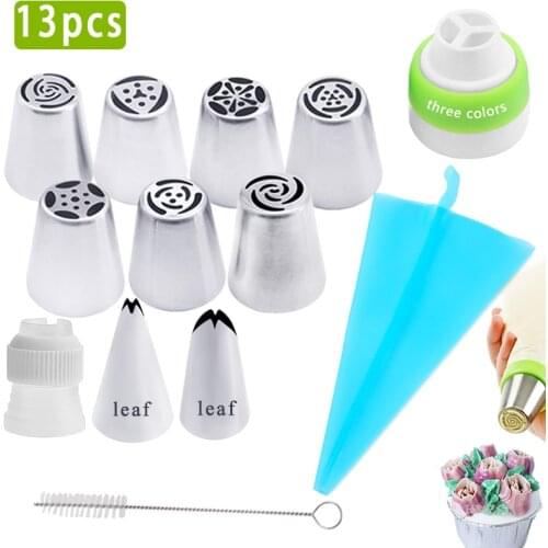 4-13PCS Russian Piping Tips Cream Nozzles For Cake Tool Bakery Accessories Flower Piping Pastry Bag Cake Decorating Tools