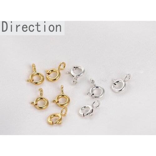 S925 silver spring buckle necklace chain bracelet end round connection buckle diy hand material buckle head