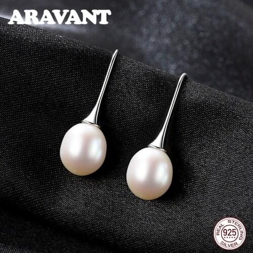 Natural Freshwater Pearls Drop Earrings 925 Sterling Silver Earrings Women Wedding Party Pearl Jewelry