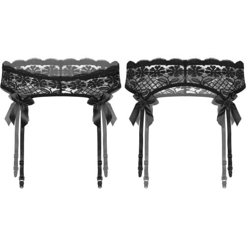 Sissy Mens Sheer Lace Suspenders Sissy Lingerie Sleepwear Gay Bowknot Elastic Waistband Exotic Garter Belt for Stockings