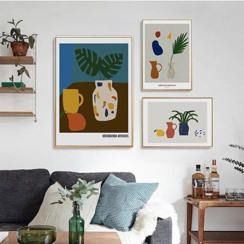 Modern Multicolored Abstract Garden PLants Wall Art Canvas Painting Picture Prints Gallery Unique Posters Aesthetic Room Decor