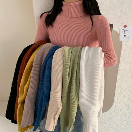 Autumn Winter Thick Sweater Women Knitted Pullover Ribbed Sweater Long Sleeve Turtleneck Slim Warm Soft Pull Femme Jumper 2020