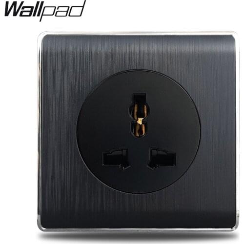 Universal Wall Socket Wallpad Satin Black Plastic Panel EU UK US Israel Multifunction Electric Power Socket