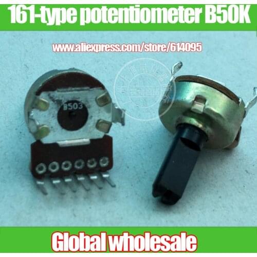 6pcs 161-type vertical double potentiometer B50K / handle length 15MMF / 6 feet