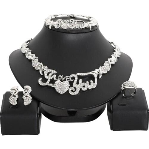 Jewelry sets for Women Dubai Silver color India Nigeria wedding gifts necklace earrings Bracelet ring set Ethiopia jewellery
