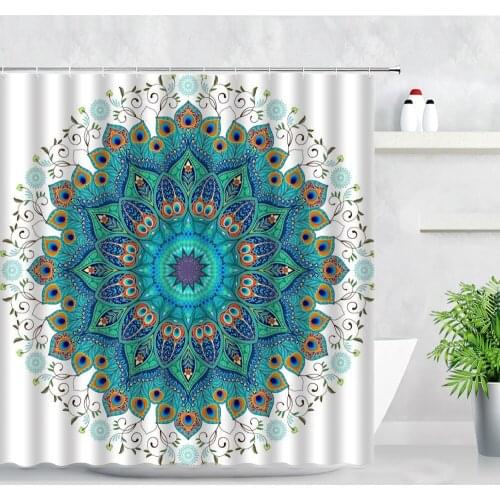 3D Mandala Flowers Shower Curtains Feather Bohemian Style Modern Nordic Home Decor Hooks Screens Waterproof Bathroom Curtain Set