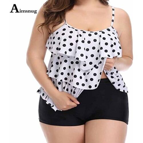 Women Tankini Sets Two Pieces Swimwear Large Size Ruffled Swimsuits Push Up 2PCS Outfits Sexy Femme Clothing Plus Size S-4XL