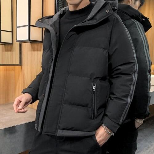 Winter Coat Stitching Contrast Color Hooded Cotton-padded Jacket Mens Korean Version of Mens Cotton-padded Jackets