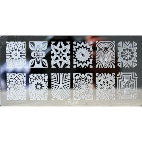 ##05 Image PlateS for stamping Nail Art Print Stamping Plates Geometric Striped Design Nail Polish Template New-European Flower