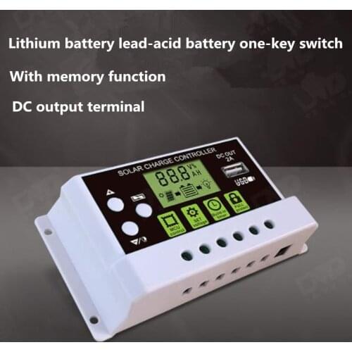 12/24v10A20A30A smart lithium battery charge controller led solar controller
