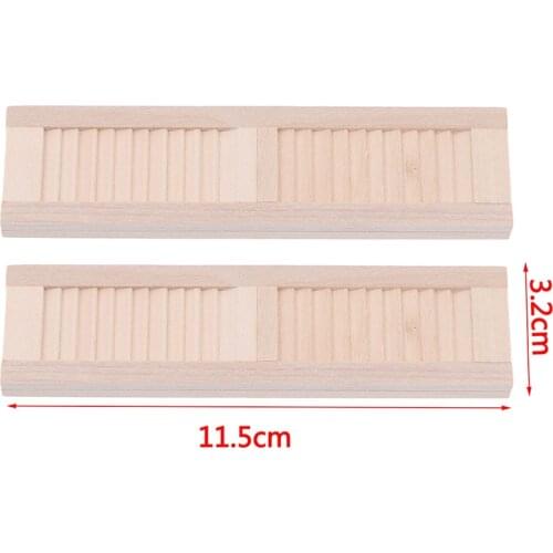 2Pcs/Set Handmade 1:12 Miniature Dollhouse Wooden Shutters DIY Window Furniture Accessories Toys for Children