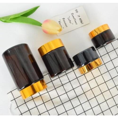 30pcs 5/10/15/20/30/50/100g Amber Glass Jars Containers Cosmetic Cream Lotion Powder Brown Bottles Makeup Pots Travel Cases Jars