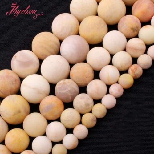 6,8,10,12mm Frost Round Beads Ball Yellow Opal Natural Stone Beads For DIY Necklace Bracelet Jewelry Making 15" Free Shipping