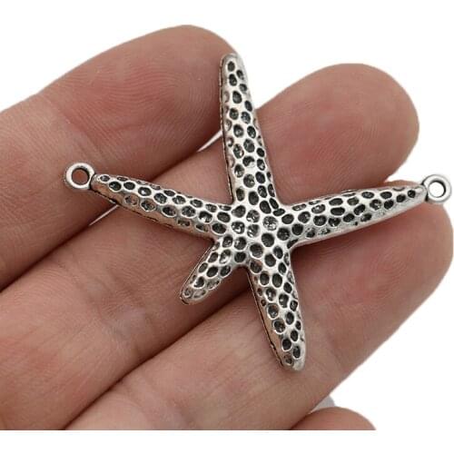 JAKONGO Starfish Charm Connector for Jewelry Making Bracelet DIY Accessories 51x42mm 6pcs