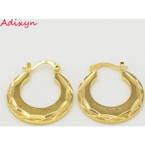 Adixyn Wholesale Big Size African Earrings for Women/Girls/Kids Gold Color Jewelry Hoop Earrings Party Gifts