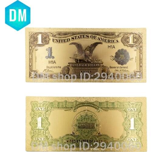 Hot Sale American Gold Banknote 1899 Year One Dollar Gold Plated World Paper Money Quality Art Crafts Golden Bill Note 10pcs