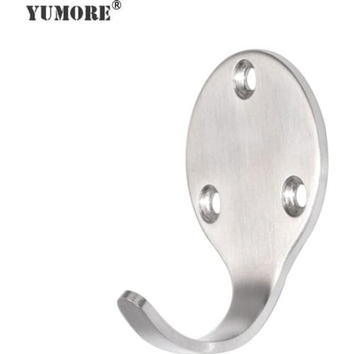 YUMORE Decoration Key Coat Hooks Wall Mounted Door Hanger Robe Hook 304 Stainless Steel Single Hook Bathroom Kitchen Accessories