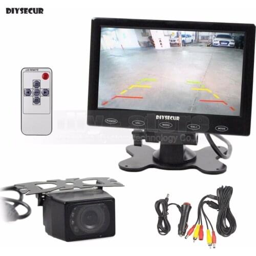 DIYSECUR 7inch Touch Button Ultra-thin Screen Car Monitor + Waterproof IR Night Vision Rear View Car Camera Car Charger