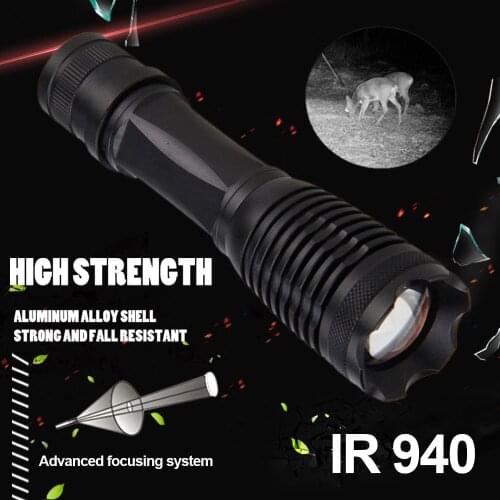 Focus on infrared flashlight, LED searchlight, night vision device, auxiliary flashlight, monitoring light source, 940nm