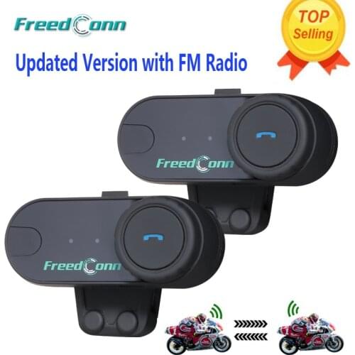 Updated Version Freedconn 2PCS Original T-COMOS BT Bluetooth Motorcycle Helmet Intercom Interphone Headset with FM Radio