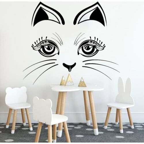 Cat Wall Stickers Funny Kitten Face Pet Animal Vinyl Wall Decals Nursery Children Bedroom Interesting Home Decoration Z337