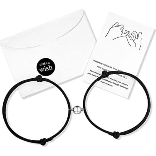 2021 Hot Magnet Bracelet Couple Handmade Adjustable Rope Matching Braslet Infinite Love Braclet Lucky black white Brazalete Gift