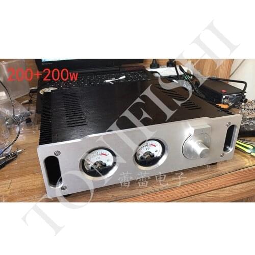 LME49810 scaffolding power amplifier finished product, UV meter case Class A and B gold sealed tube power amplifier power 200W*2