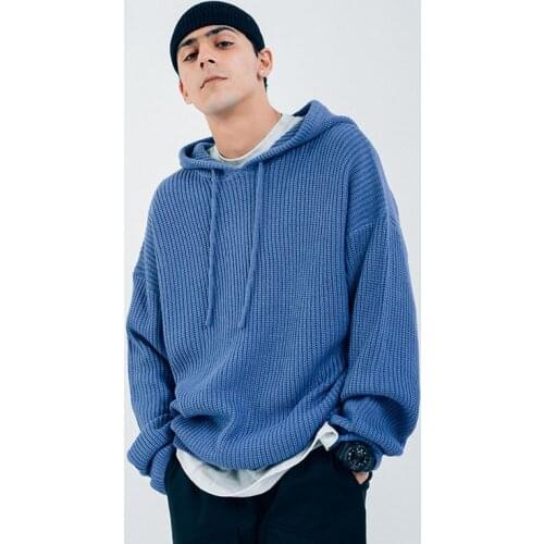 2020 Autumn and Winter Plus Casual Sweatshirt Loose Hooded Sweatshirt Solid Color Hooded Knitted Loose Mens Hoodie