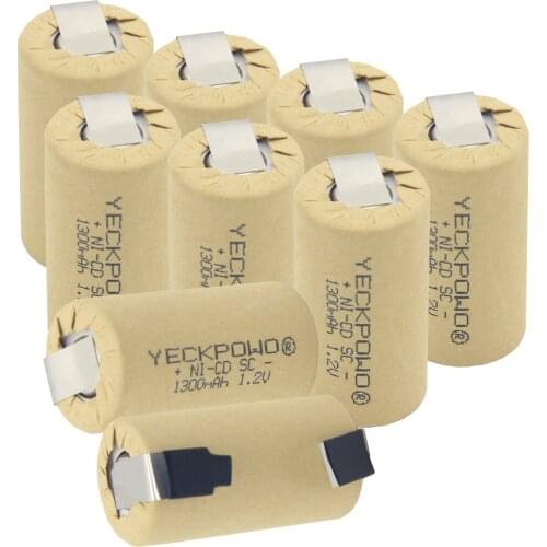 SC batteries flat top 1300mAh NICD nickel sheets sub C battery 1.2V akkus akkumulator soldering tape for bosch for screwdrivers