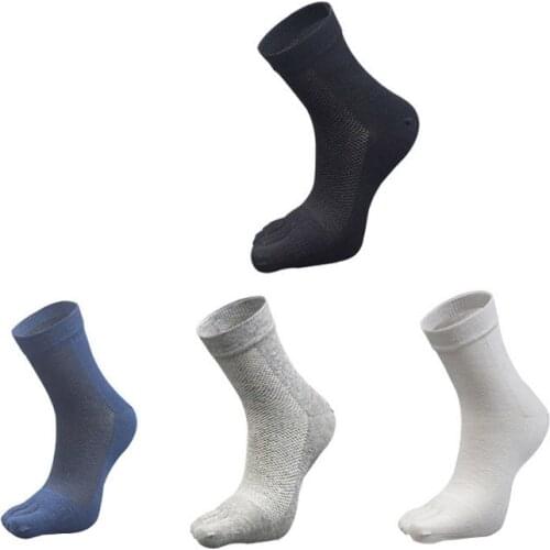 4 Pairs Men Five Finger Short Socks Summer Autumn Thin Mesh Breathable Combed Cotton Male Sock Meias Solid Color All-match Socks