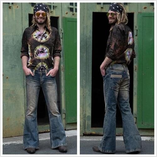 2021 New Retro Punk Mens Flare Jeans High Waist Denim Straight Pants High Quality Cowboy trousers S-3XL Drop shipping