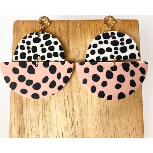 New Clay Earrings Fashion Jewelry Leopard Big Originality Casual Idyllic Style Brown Drop Dangle Polymer Clay Earrings for Women