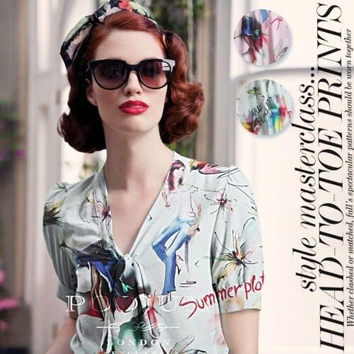 Digital Printing Line Drawing Girls stretch silk fabrics at wholesale high-grade silk clothing cloth