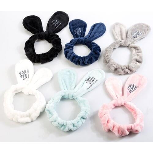 1PCS Rabbit Ears Hair Holder Hairbands Fleece Bow Animal Ears Headband For Women Girls Turban Fashion Hair Accessories